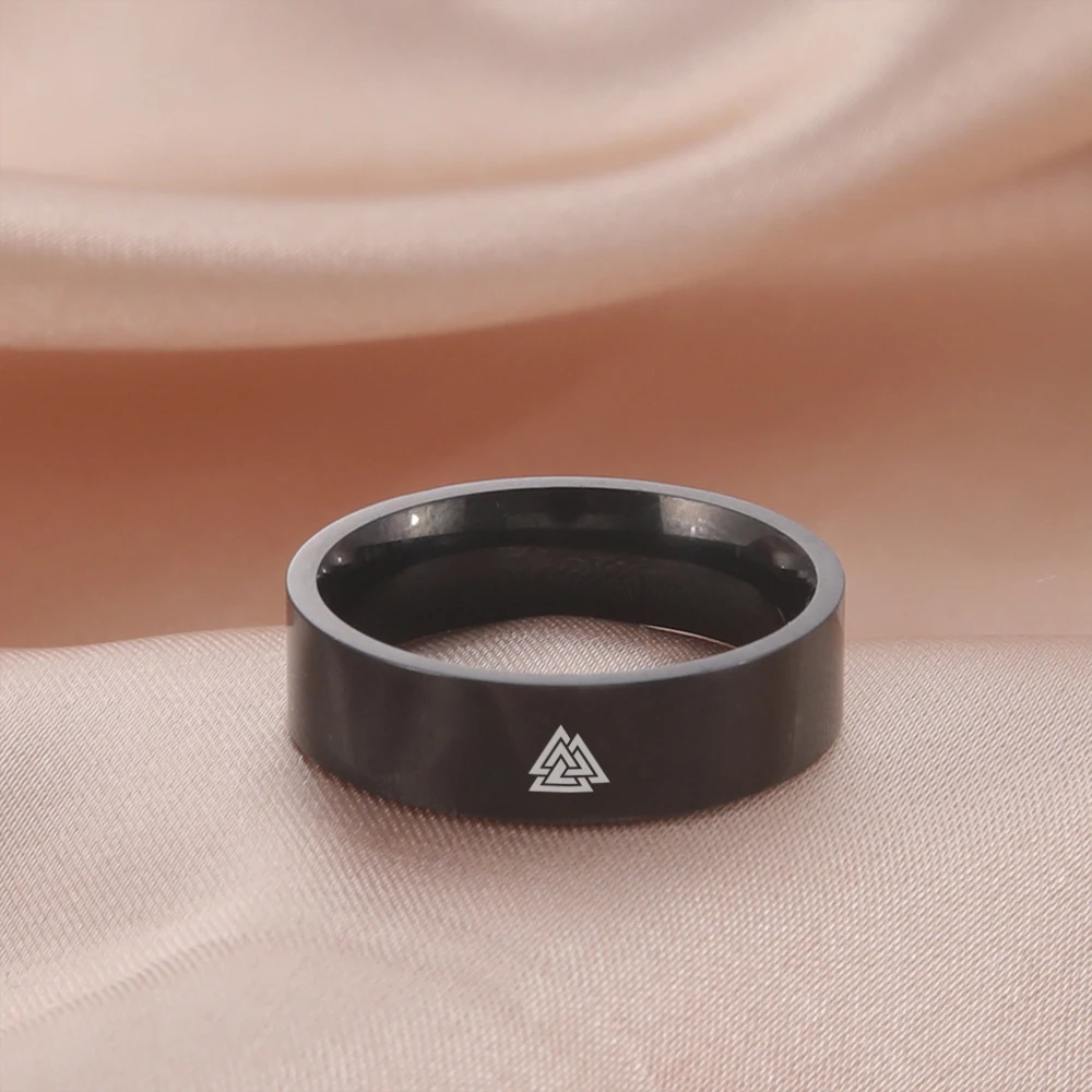 Geometric Ring Coincident Trigonometry Symbal Logo Sign Classic Fashion Witch Titanium Steel Anime Casual Jewelry Women Men Gift