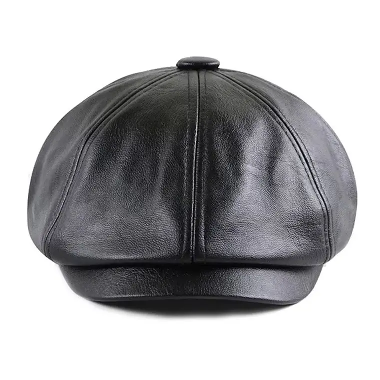 

New Retro Unisex PU Leather Beret Hat Peaked Cap Casual Octagonal Cap Winter Hat Artistic Gatsby Cap Casquette