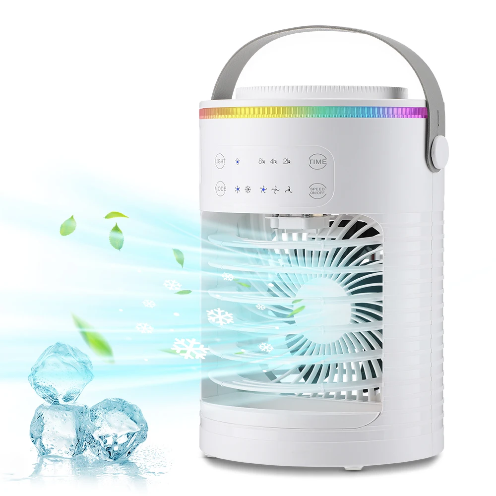 

Portable Air Conditioner Cooling Fan Mini Air Cooler USB Air Conditioning Fan 600ml Ice Water Mist Spray Humidifier For Bedroom