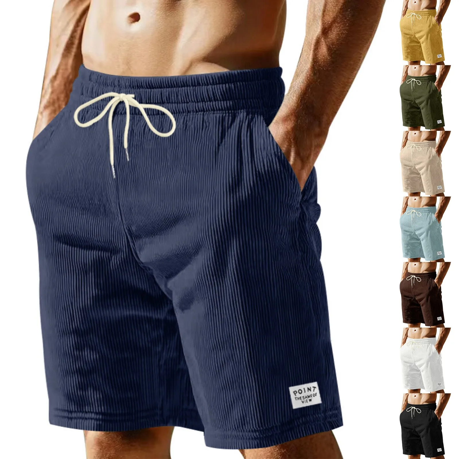 

Новые вельветовые спортивные шорты на шнурке с карманом для мужчин, весна-лето, домашние уличные пляжные повседневные удобные свободные шорты