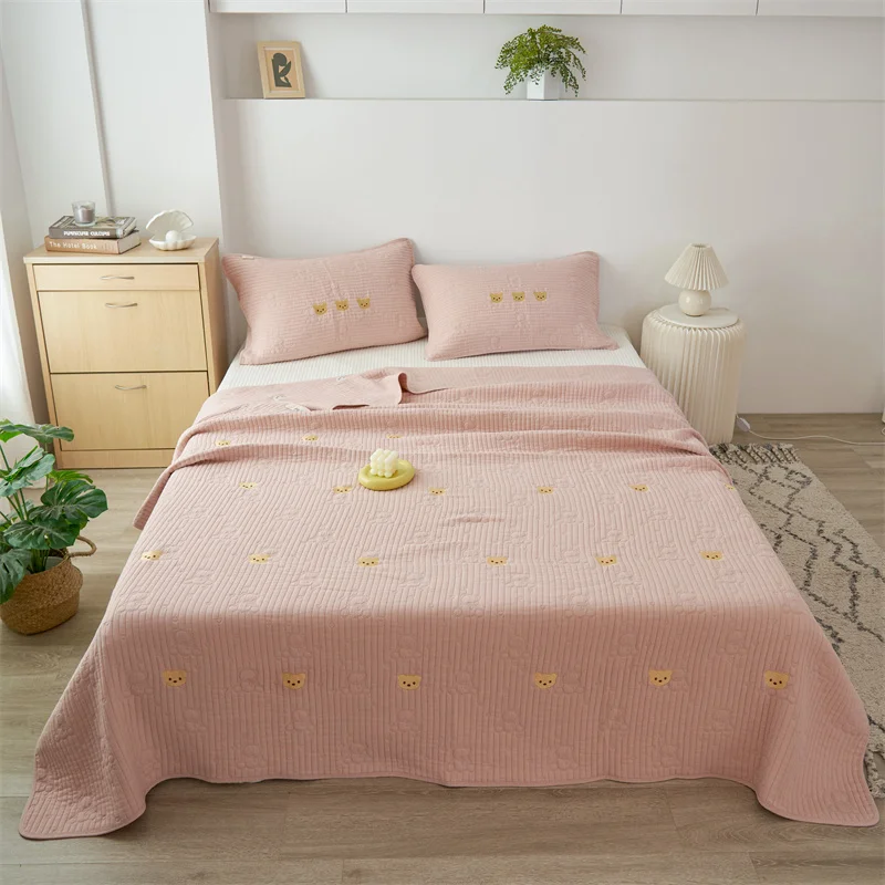 100% Cotton Blanket for Kids покрывало Cute Bear Quilt for Summer 200x230 Size Bedspread for Home Bed(pillowcase need order)