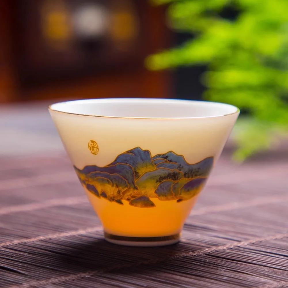 

Small White Cupper Tea Chinese Latest Design Painting Kitchen Tea Cups Handmade 6 Pieces Drinking Ceramica Elegante Home Decor