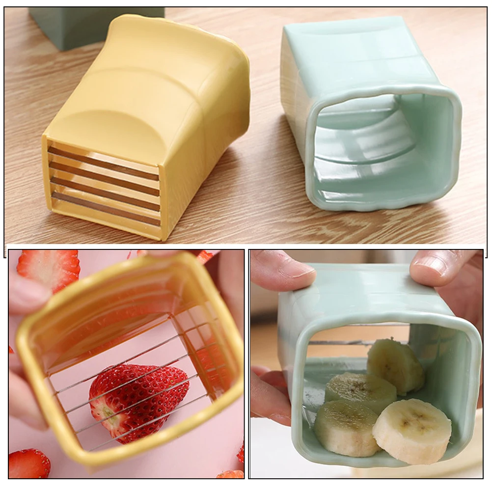 

2 Pcs Fruit Slicer Stainless Steel Kitchen Tool for Banana Strawberry Cup Slicer Fruit Carving Safe Easy Storage