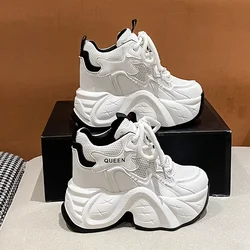 10CM Women Chunky Sneakers New 2024 Autumn High Platform Mesh Dad Shoes Women Casual Trainer Sneakers Thick Sole Vulcanize Shoes
