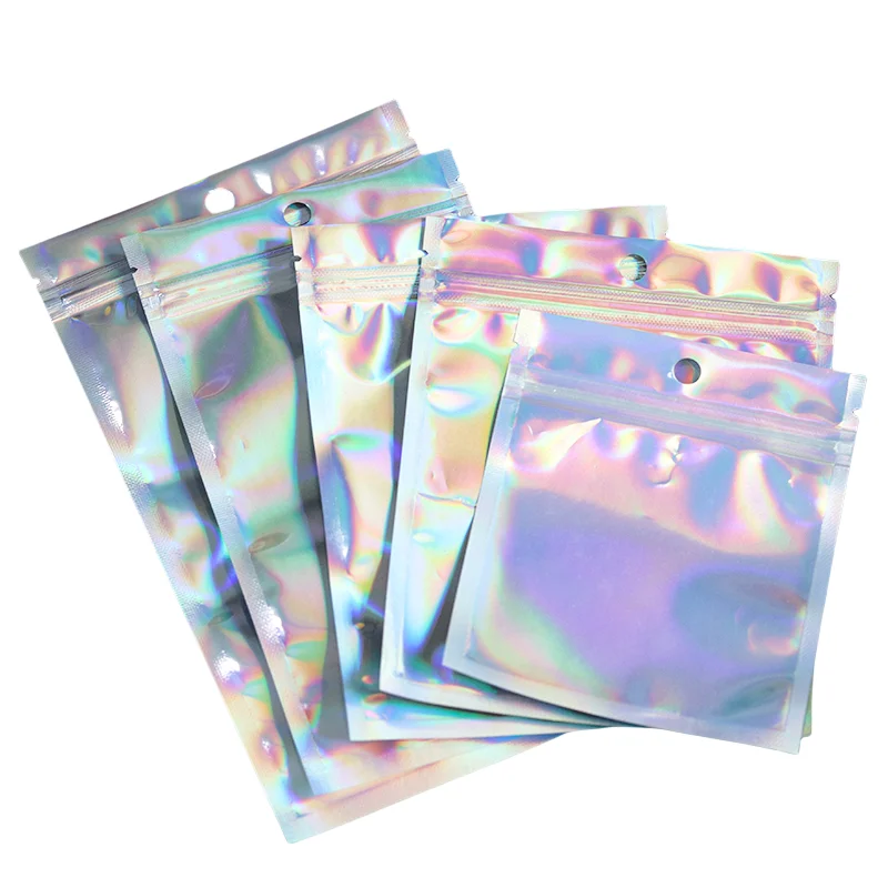 10-50Pcs/Lot Self-Sealing Laser Small Plastic Bags For Ornament Pouch Clear Display Window Ornament Packaging Gifts Storage Bag