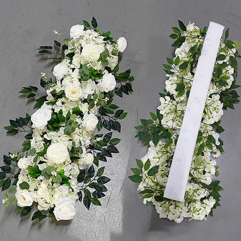 Uflower 50/100cm Künstliche Rosen- und Pfingstrosen-Blumenreihe für Hochzeits-Hintergrund, Bogen-Dekoration, Party, Bühne, Tisch-Mittelstück, Blumenarrangements