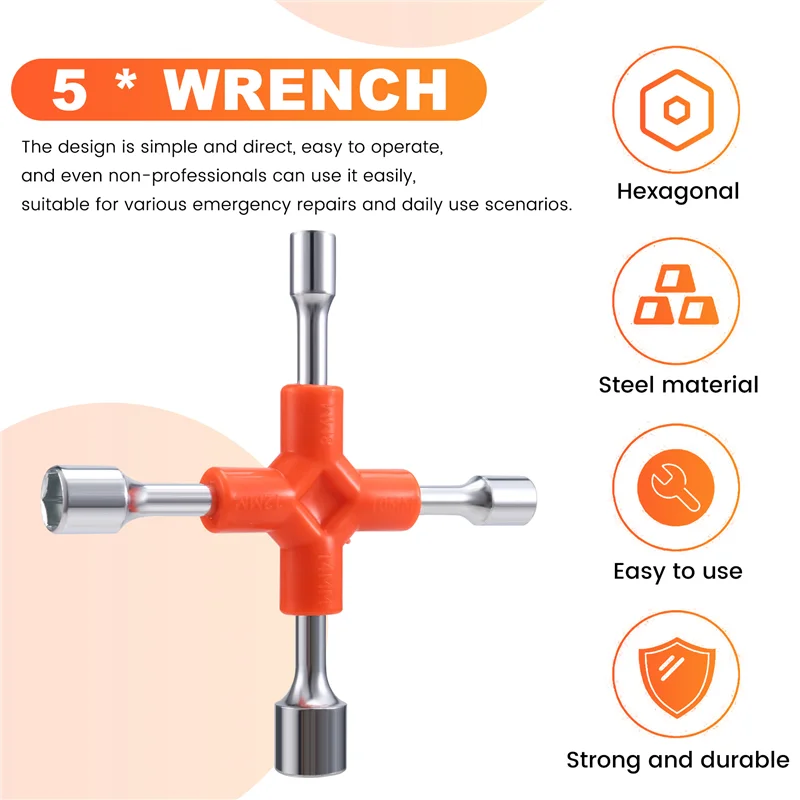 A64Z Multi-Function Spanner Multi-Head Outer Hexagon Tool Bike Repair Tools Portable Three Hexagonal Internal Wrench