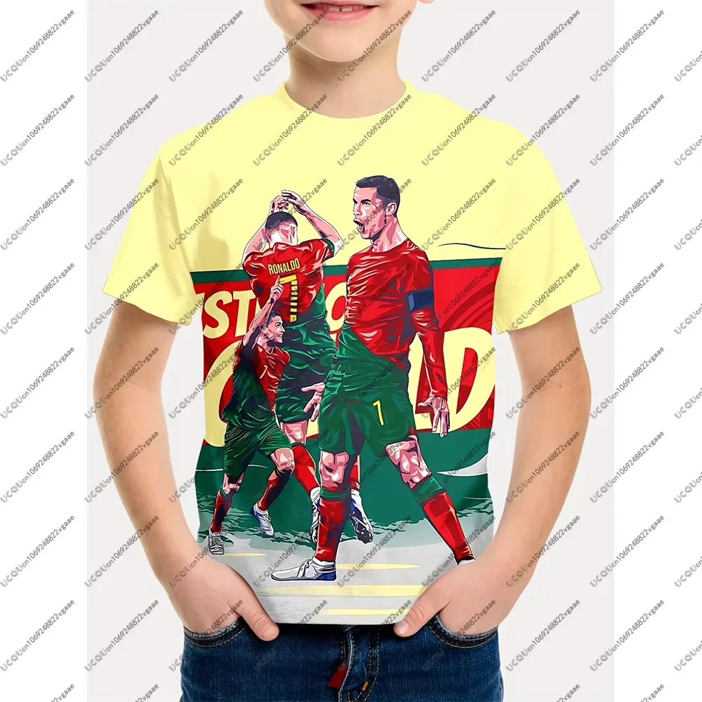 كرة القدم جيرسي المحملة الرجال طفل هدية الذكور لكرة القدم لهب عارضة الأولاد رياضية تي شيرت أعلى رونالدو 7 حزب البرتغال تنفس أعلى #3