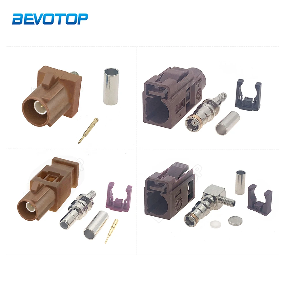 Conector Fakra Marrom Fakra F Macho/Fêmea RAL 8011 Conectores Coaxiais RF para Soldagem em Cabo Pigtail RG316/RG174 Bevotop