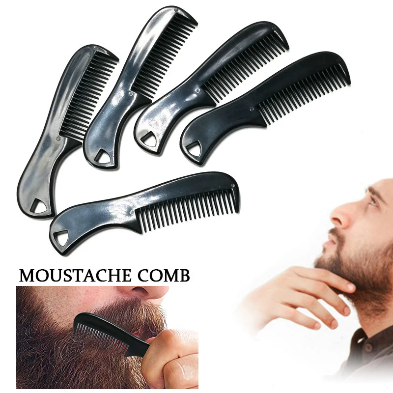 

Mini Beard Comb For Men Plastic Moustache Brush Pocket Size Beard Styling Hair Comb Black Detangling Combs For Daily Use