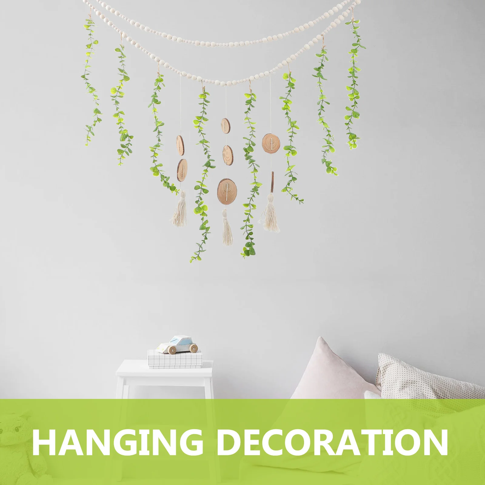 

Photo Display Macrame Wall Hanging Wooden Bead Garland Rustic Picture Holder For Home Bedroom Decor Photo Hanger Pendant