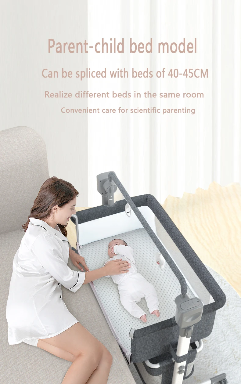 Electric Baby Crib Bluetooth with Automatic Swing Bassinet Cradle Music Timer Remote Control Foldable Design Breathable Mesh Sides Soft Mattress Stable Frame Safe Sleeping Bed for Newborn Infant Home Use and Travel Comfort Baby Cots for Newborns