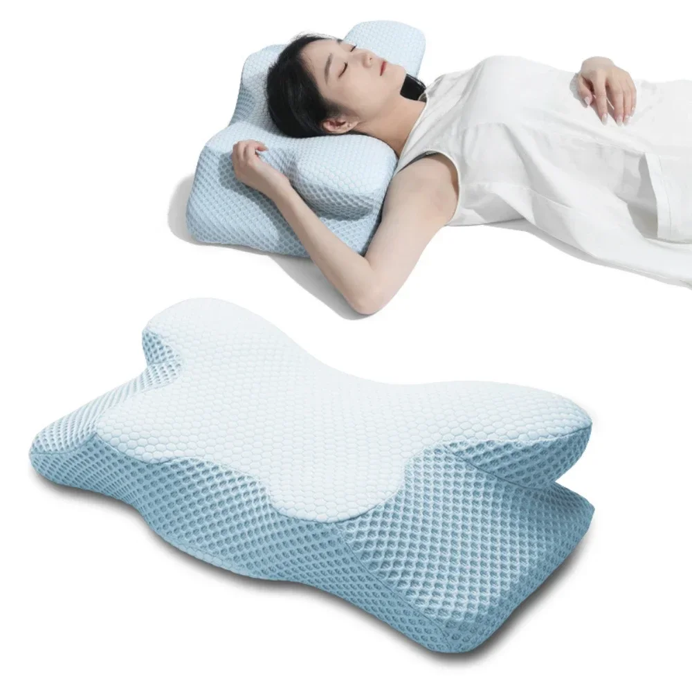 Ergonomic Conventionally Shaped Bed Pillows, Cervical Pillows for Neck and Shoulder Pain Memory Foam Pillows with Slow Rebound