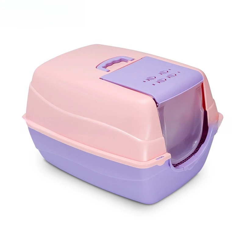 صندوق فضلات القطط كبير الحجم، شبه مغلق، كبير جدًا، ماين، موتبيت، مرحاض مقاوم للرذاذ، صندوق شرف القطط.