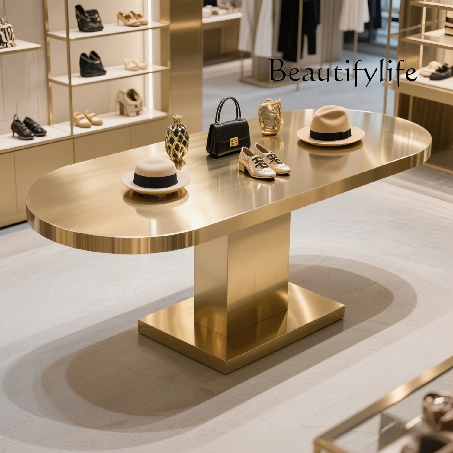 

Настольный светильник Nakajima, роскошный магазин, водный стол из нержавеющей стали, простой современный дисплей, настольная сумка для обуви, витрина