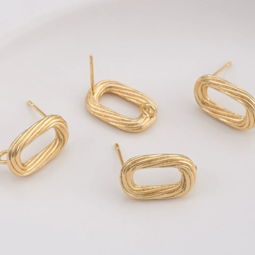 

14K Gold-wrapped Simple Twist Oval Ring with Hanging Ring Earrings DIY Handmade Ear Jewelry Handmade Accessories Materials