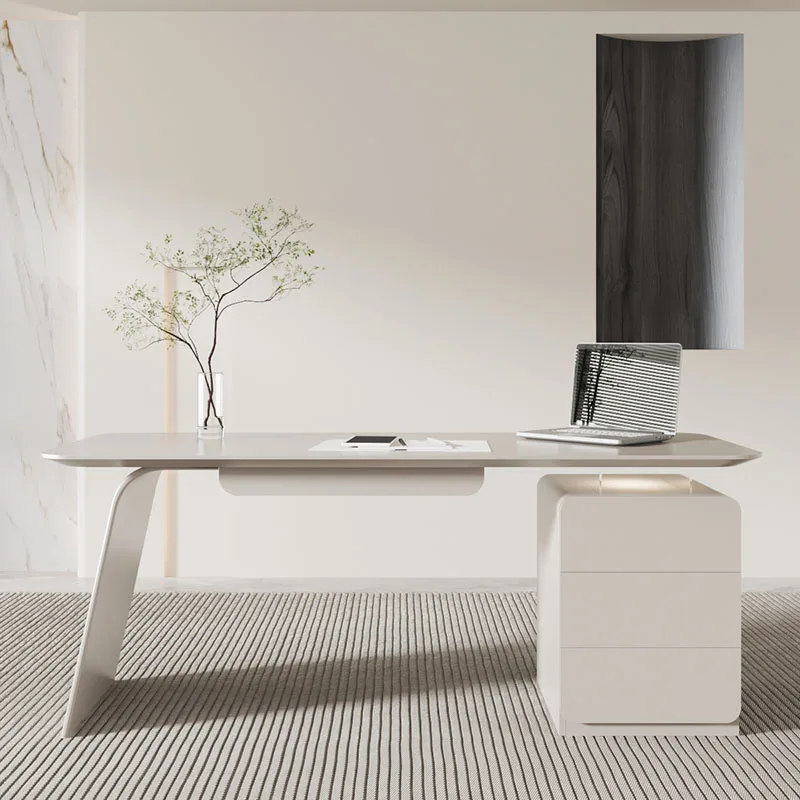 Wood White Office Desk Living Room Drawers Storage Long Reception Computer Desks European Supplies Mesa De Computador Furniture