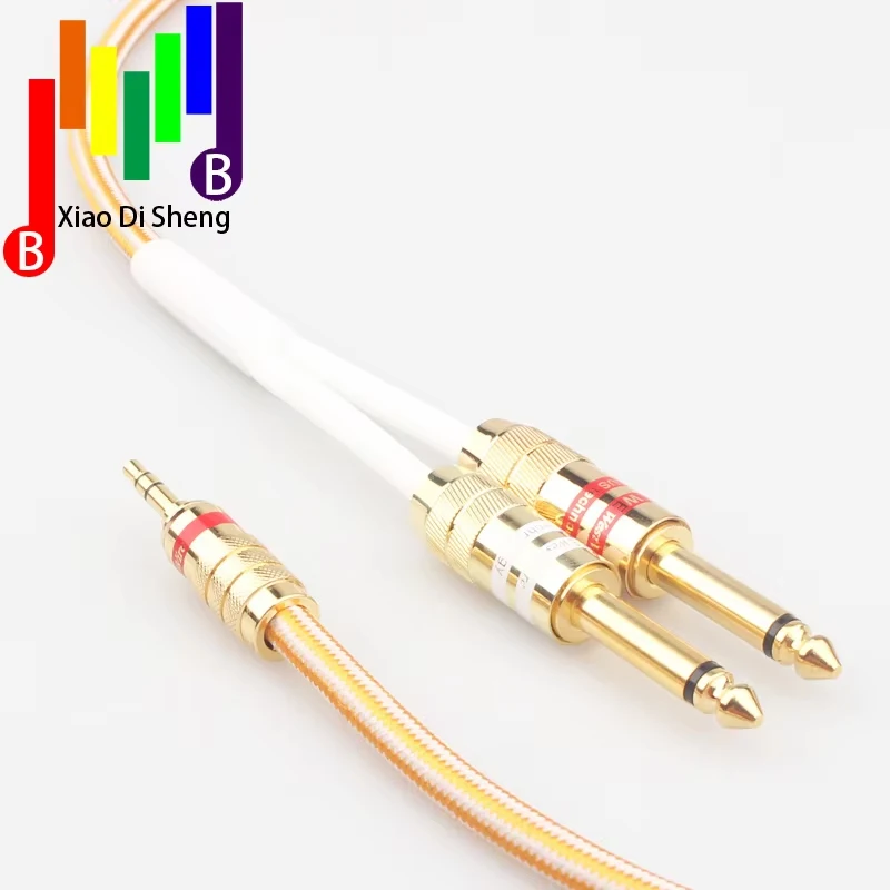 AUDIO Hifi Audio Cable Mini Jack 3.5mm to Dual 6.35mm for PC Headphone Mixing Console 1/8