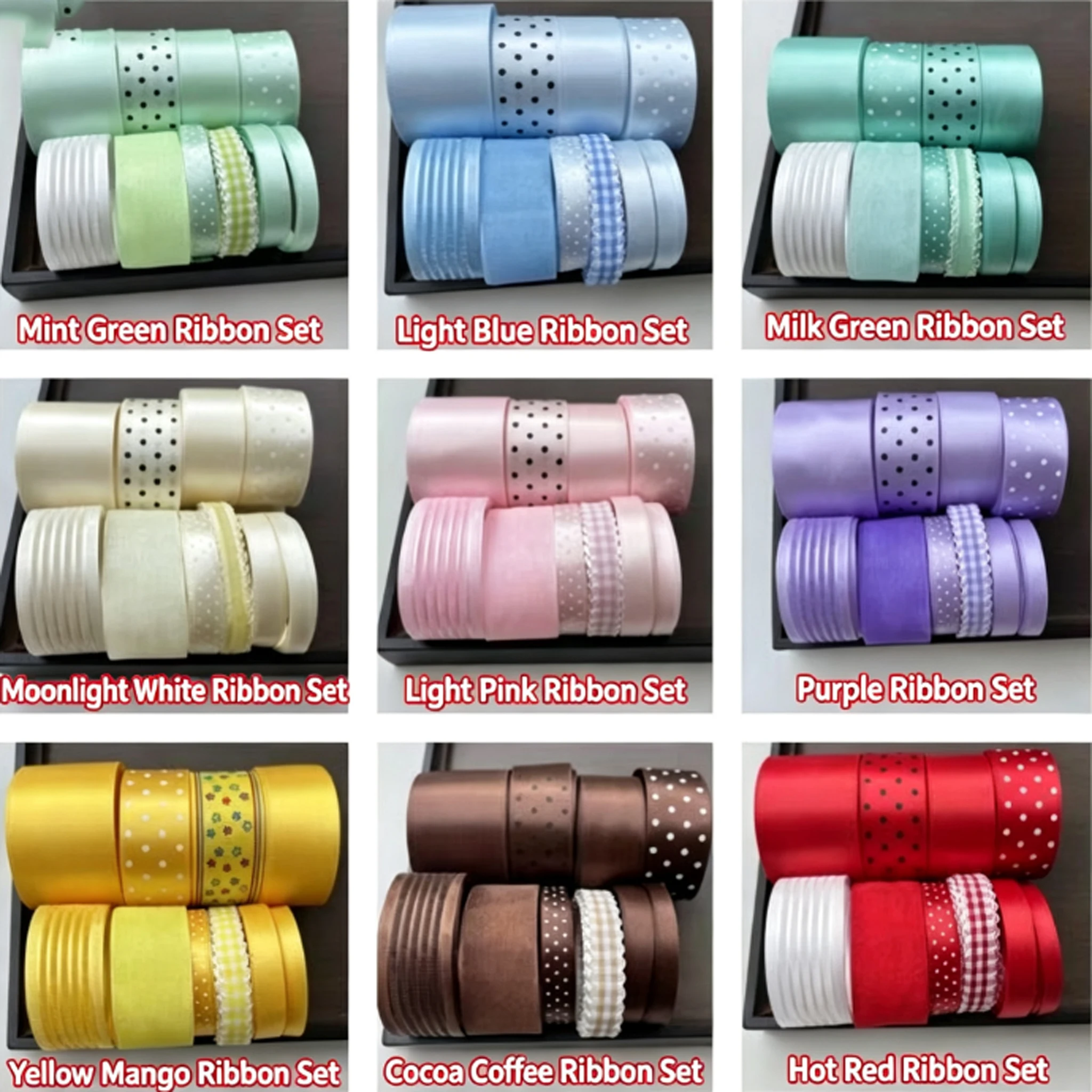 10-teiliges Set mit mehrfarbigen koreanischen Polka-Dot-Bändern, handgemachtes DIY-Material, Geschenkverpackungsdekoration, niedliches Geschenk 2026 – Detail 1