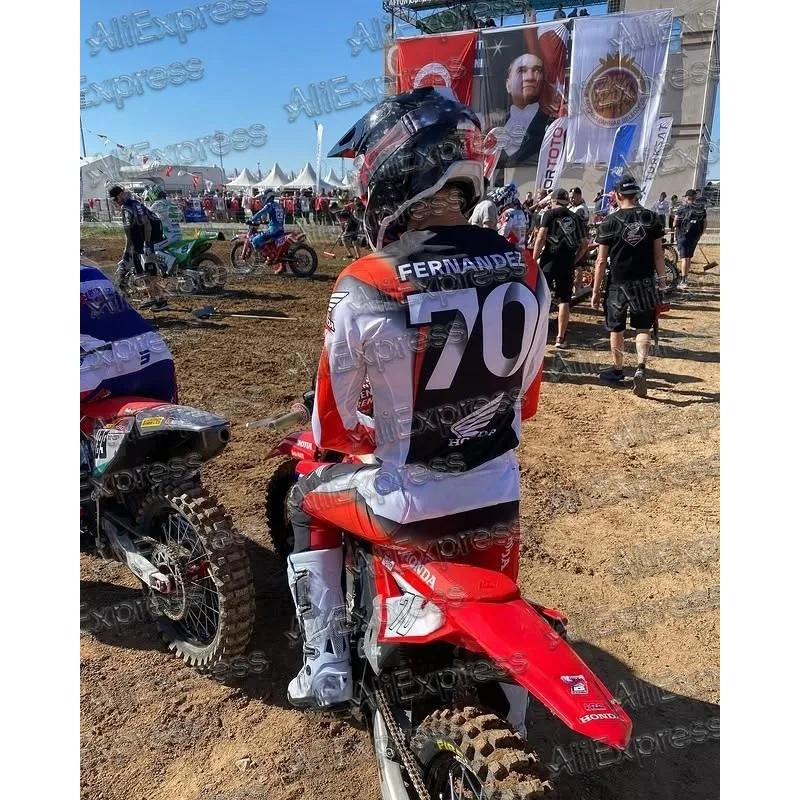 

HONDA #70Fernandez Autumn Classic Retro Motocross Racing Shirt Men Breathable Quick Drying Fashionable Casual Sports Long Sleeve