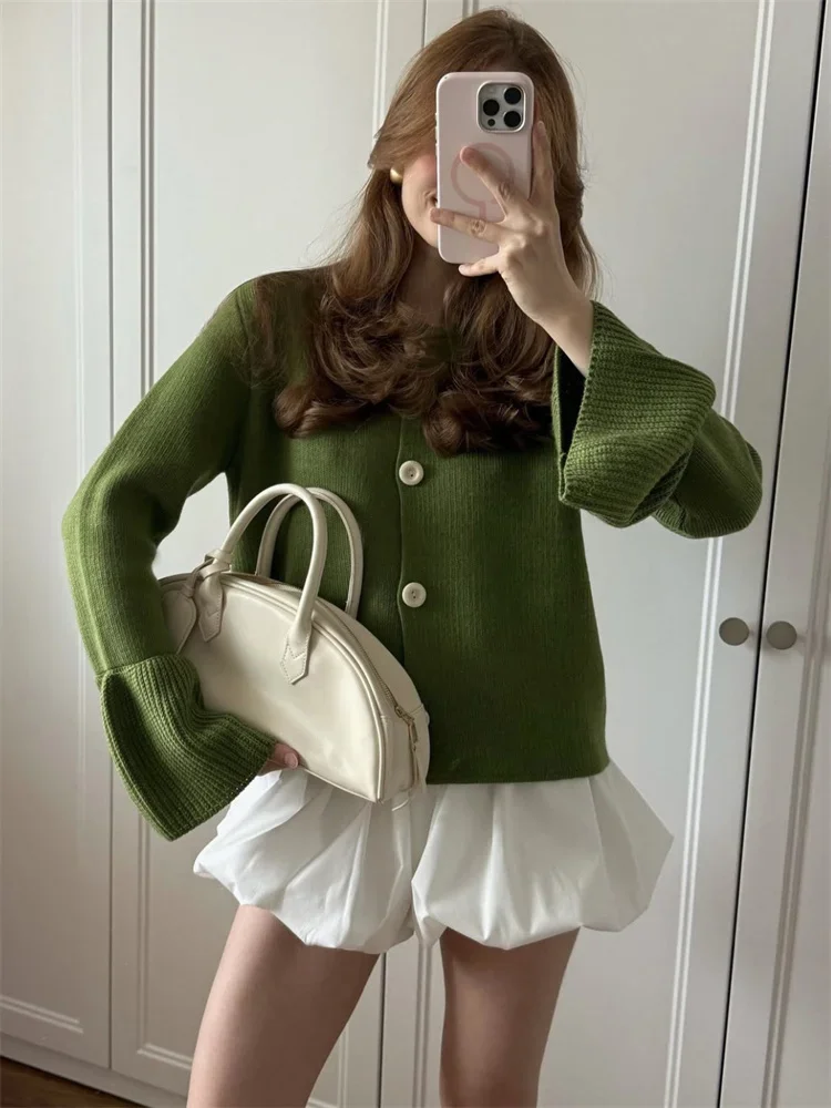 

Female Knit Sweater Cardigan Coat Ribbed Patchwork Loose Long Sleeve Solid Autumn 2025 Sweater Women's Knitwear Cardigan