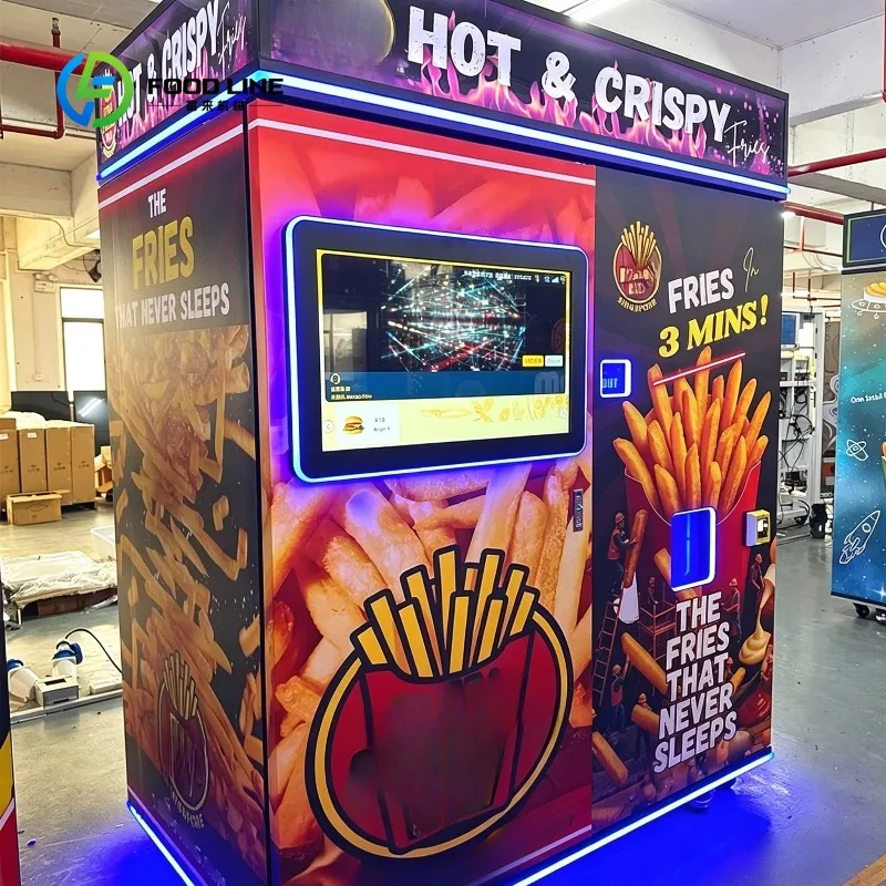 Customized 24h Self-service Hot Sale French Fries Fried Potato Chips Chicken Vending Machine 32-inch Touchscreen