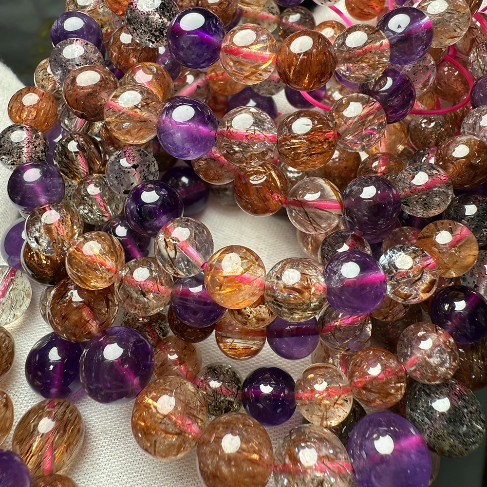 Prestyle Meihan توب الكشمش الأسود الطبيعي سوبر سبعة 7 كوارتز، خرز مستدير ناعم فضفاض، هدية مجوهرات الأزياء، بالجملة