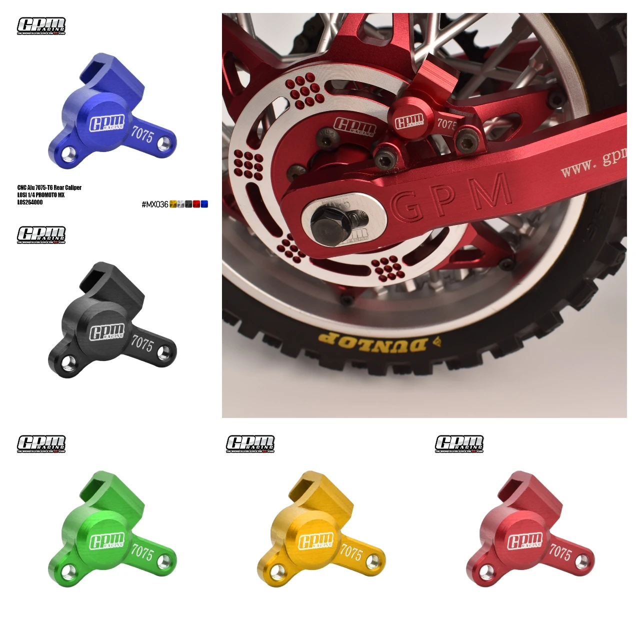GPM 1/4 Promoto MX SM Motorcycle FXR LOS06000.LOS06002 LOSI For Alloy 7075 Rear Caliper