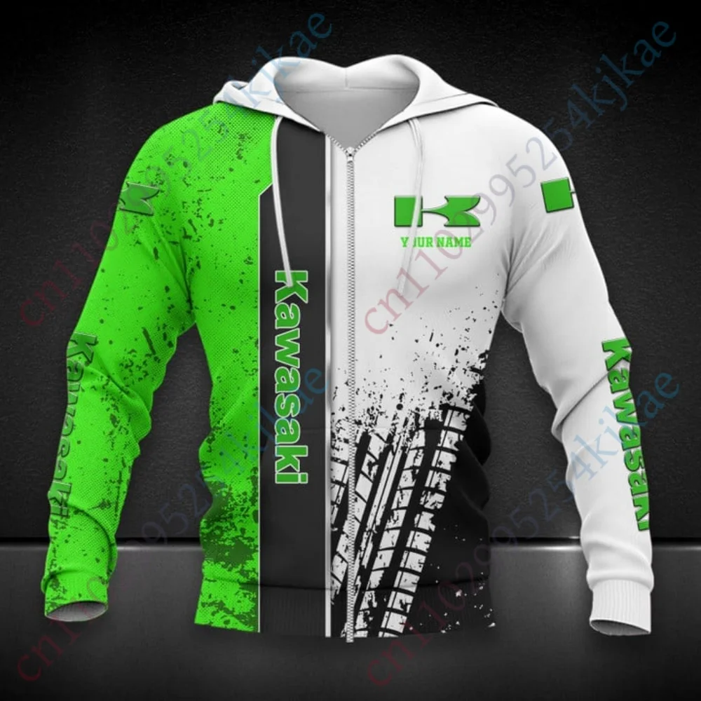 

Kawasaki Hoodie Long sleeve Hoodies For Men Sport Sweatshirt Anime Sweatshirt Motorcycle Hooded zip-up Top Harajuku Men Clothing