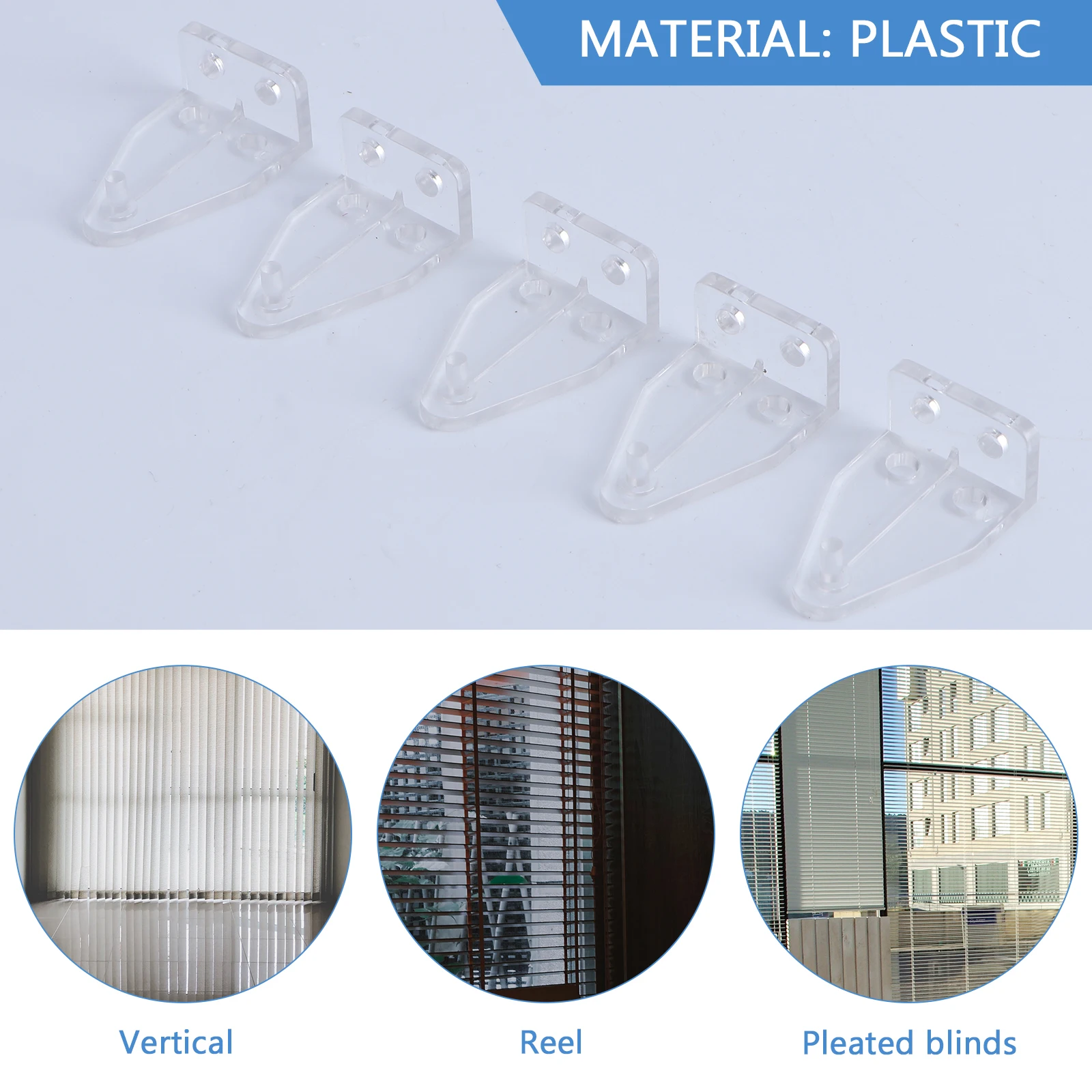 

10pcs Blinds Bottom Rail Holder Transparent Plastic Brackets for Window Blinds Shades Louver Retainer Easy Install