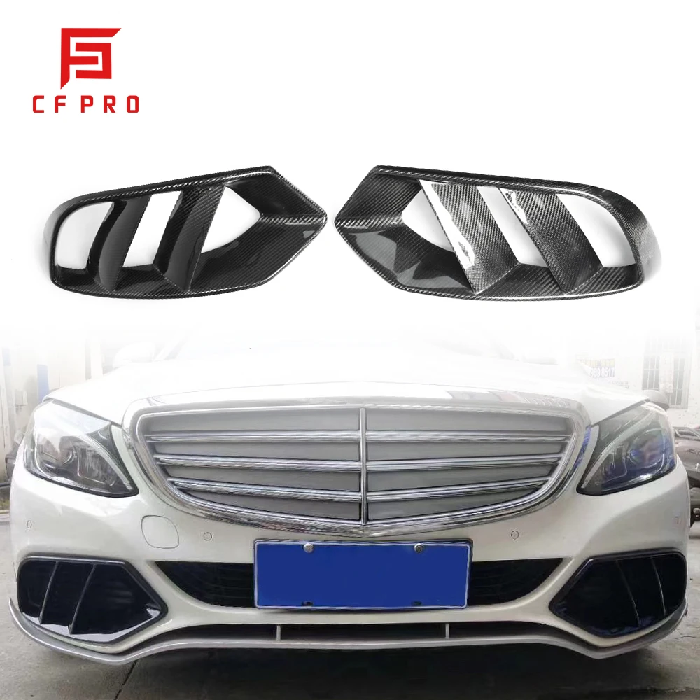 Carbon Fiber Front Bumper Both Sides Air Outlet Trim For Mercedes Benz C Class W205 Car Exterior Accessories Body Kit