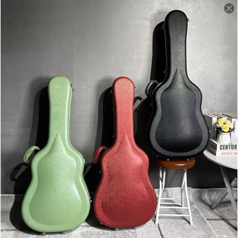 40/41 Inch Acoustic Guitar Hard Case with Backpack Straps - Waterproof ABS Shell Shockproof Folk Guitar Box
