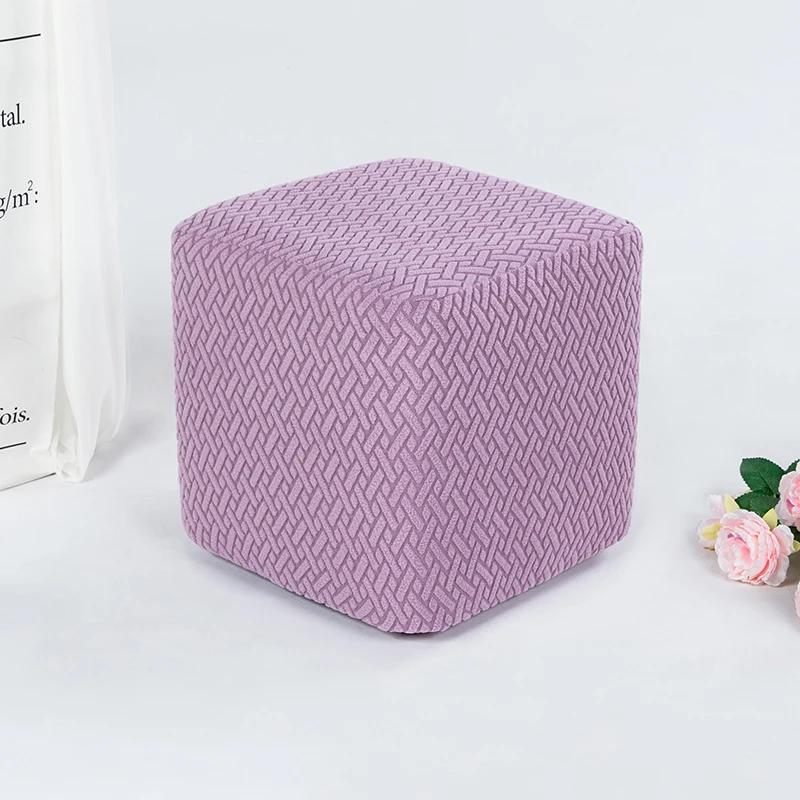All-Inclusive Small Stool Cover Jacquard Ottoman Elastic Case Square Round Shoe Changing Stool Slipcover Furniture Protector