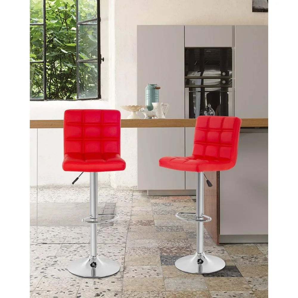 Modern Bar Stool Set of 2 Barstools Height Adjustable Counter Height Swivel Bar Stool PU Leather Bar Chairs Hydraulic Dining