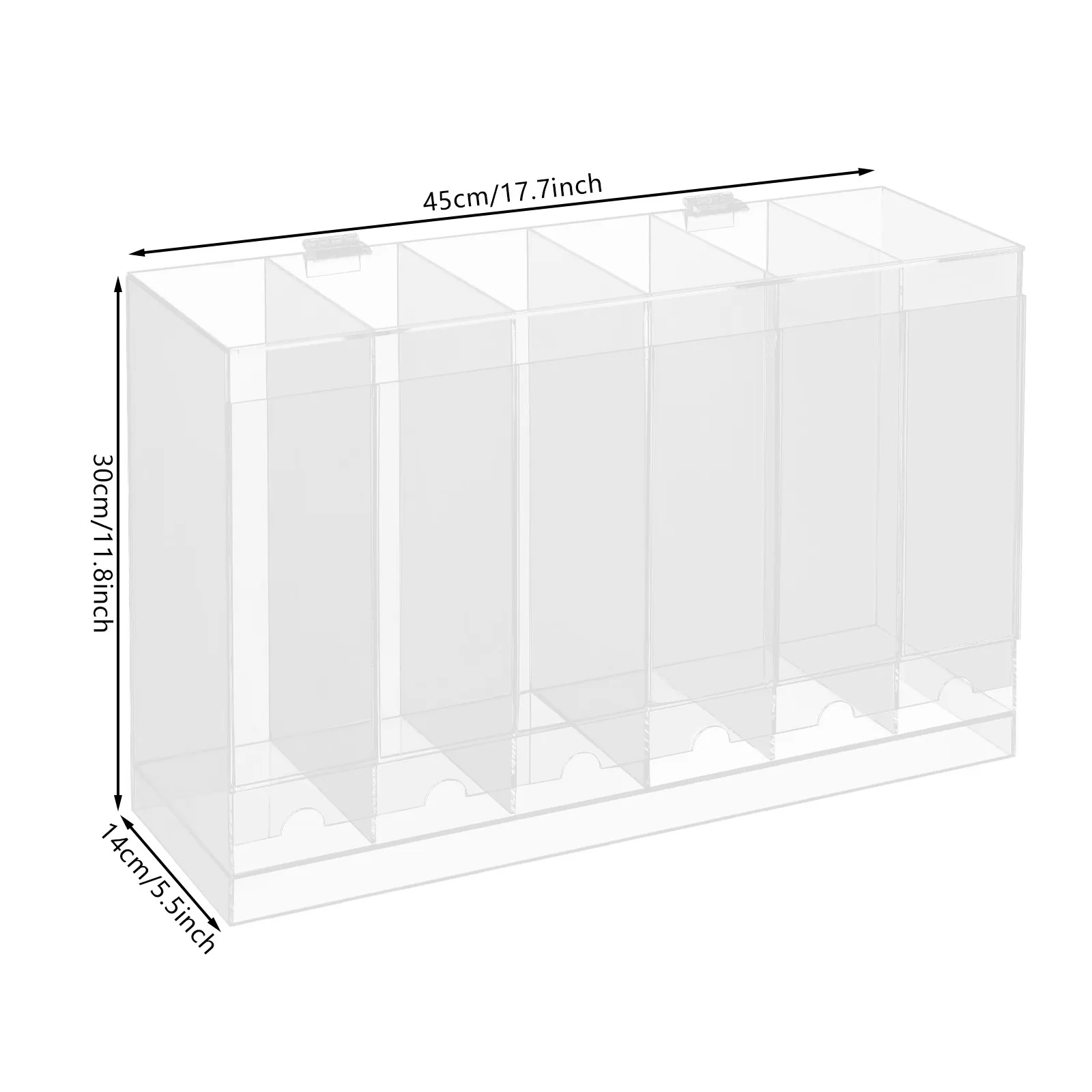 Dispensador de Pacotes de Cartas em Acrílico com 6 Compartimentos, 17.7*5.5*11.8in com Tampa