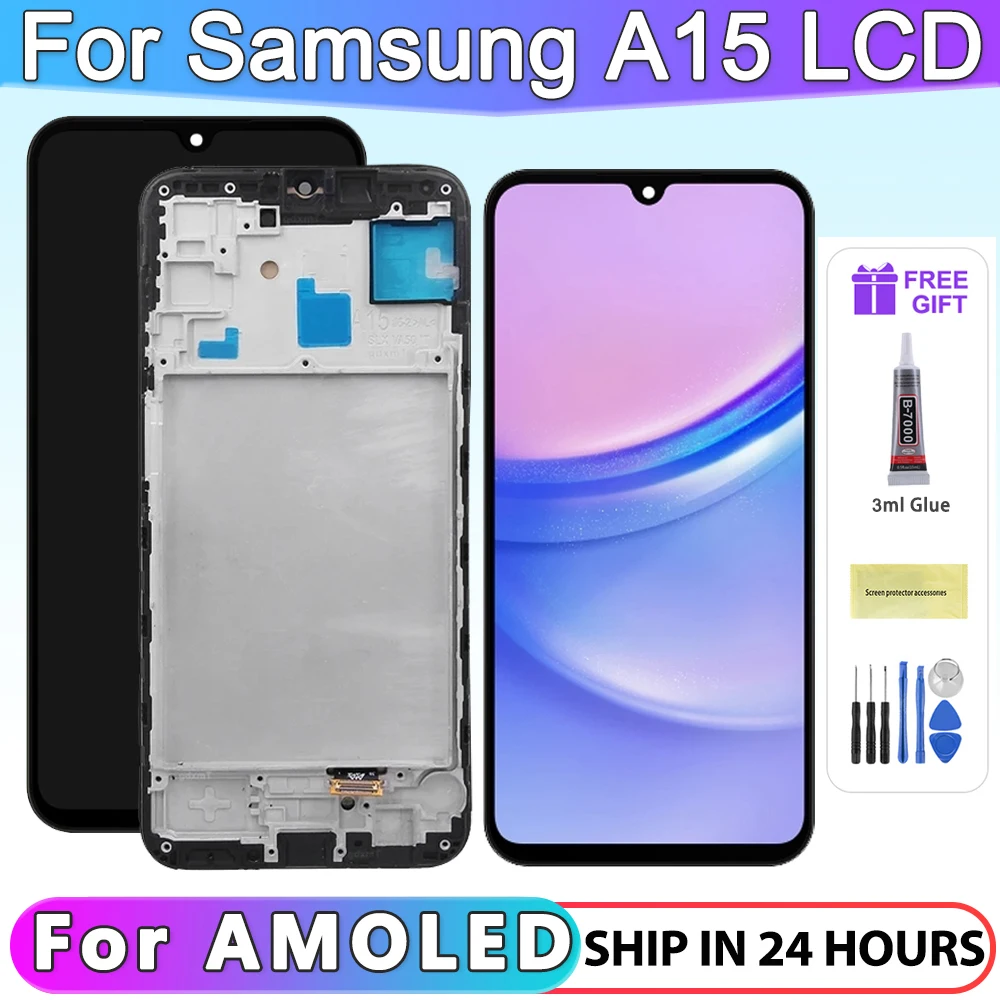 

6.5'' AMOLED For Samsung A15 4G A155F LCD Display Touch Screen Digitizer Assembly for Samsung A15 5G A156B Display With Frame