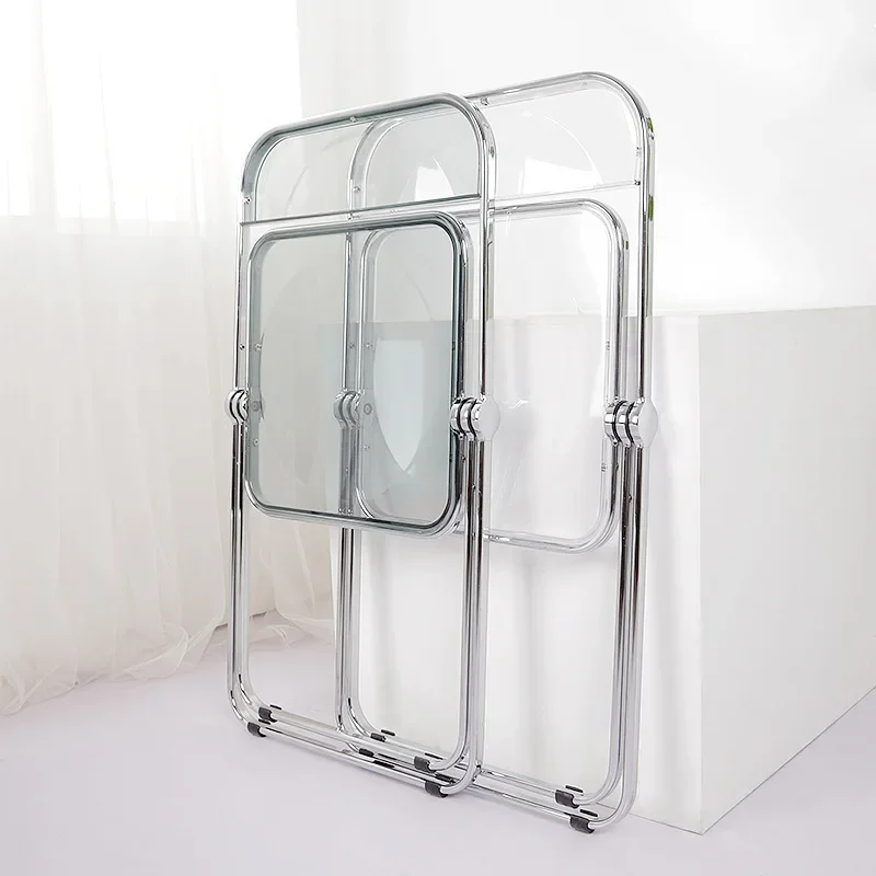 Home Furniture Transparent Folding Chair Acrylic Fashion Crystal Dining Chair Light Luxury Back Stool