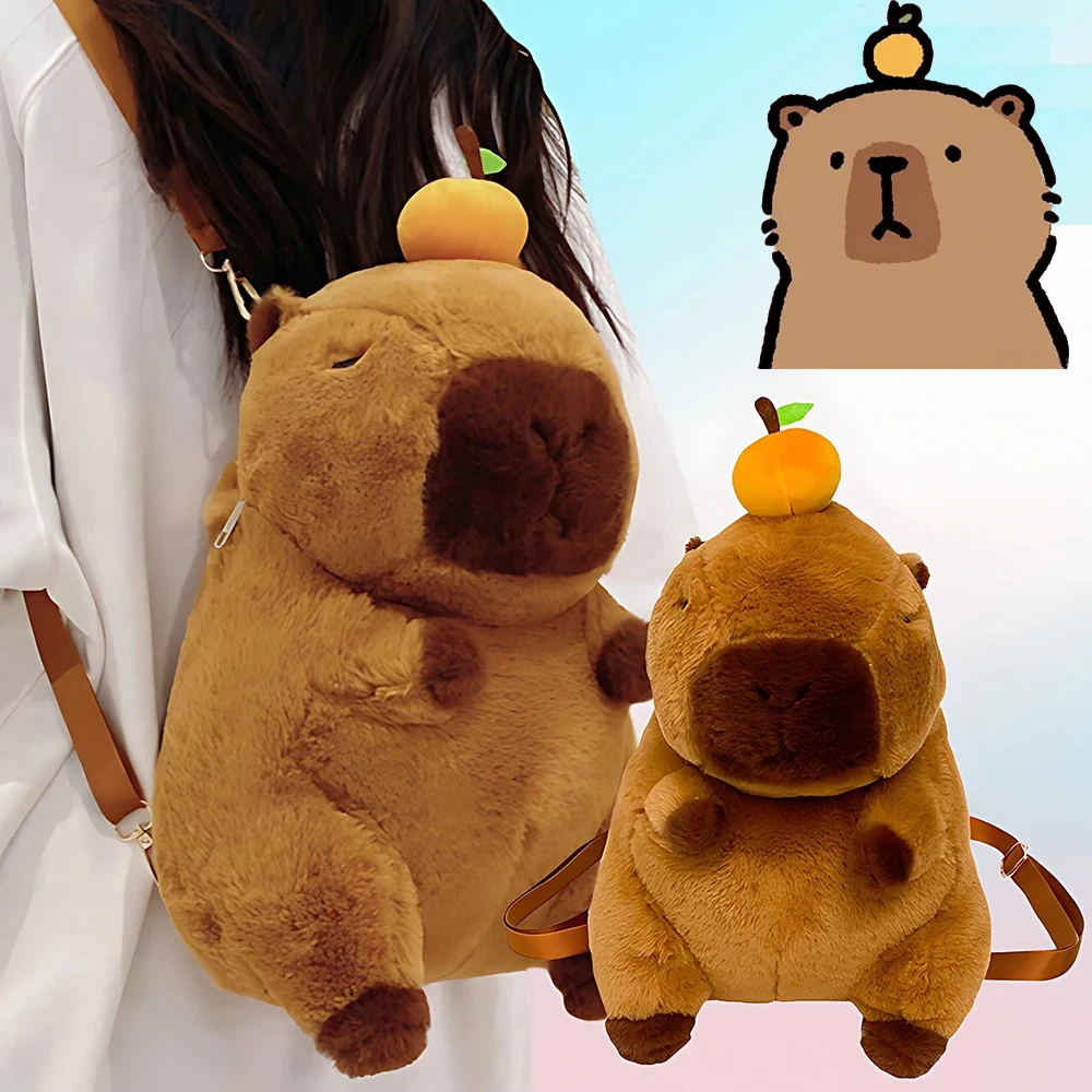 Capybara Plush Backpack Kawaii Fashion Plushie Doll Fur Bag Children\'s Bag Shoulder Bag Mini Knapsack Bags Gifts For Girlfriend