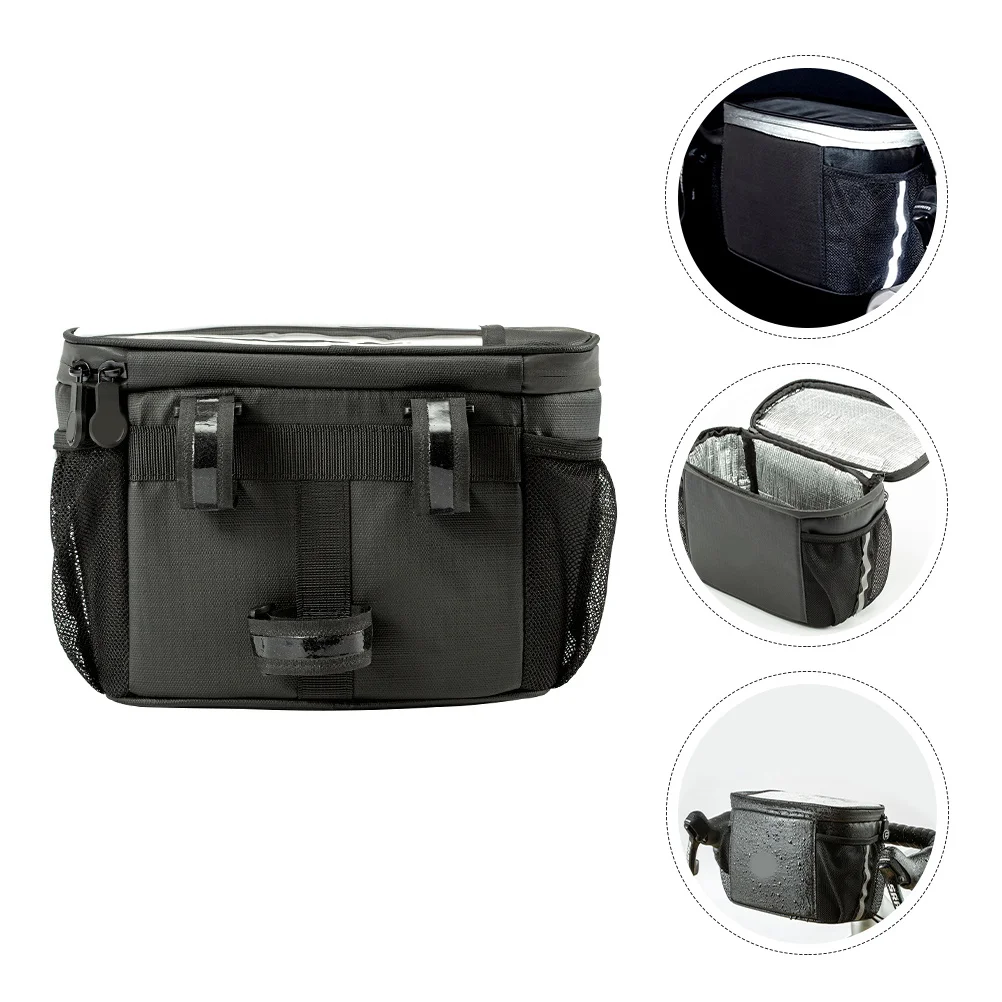 

Bike Handlebar Bag 4L Large Capacity Waterproof Cycling Pouch Tpu Phone Pocket Mesh Side Pockets High Brightness Reflective