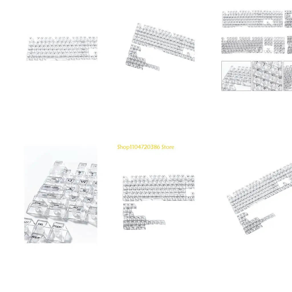 K0EA 132Keys 10mm Profile Transparent Keycaps Set Enhances Color Lighting Effects on Gaming Mechanical Keyboards