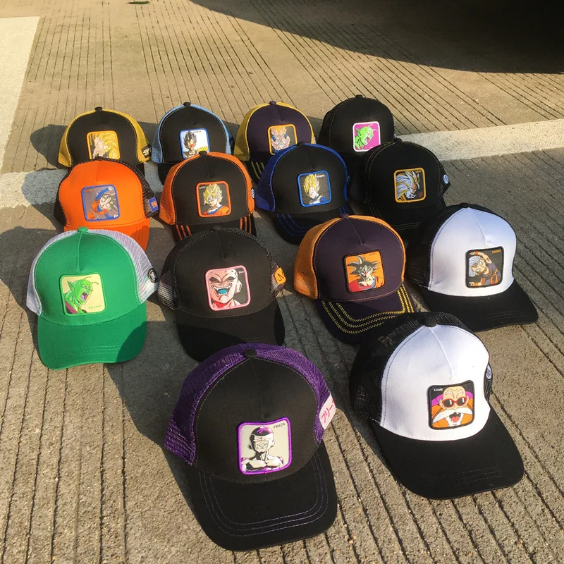 New High Quality Dragon Ball Anime Snap-on Cotton Baseball Cap for Men and Women Hip Hop Mesh Trucker Hat Summer Sun Hat