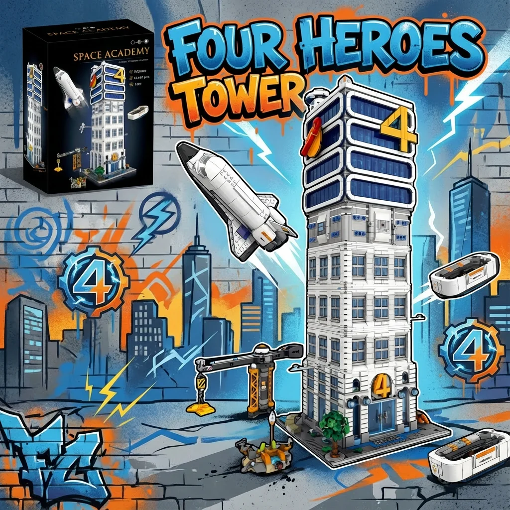    ชุดตัวต่ออาคารหอคอยสี่ฮีโร่ 6135 ชิ้น ชุดประกอบอาคารแบบโมดูลาร์ ของเล่นสร้างสรรค์ ของขวัญสำหรับผู้ใหญ่