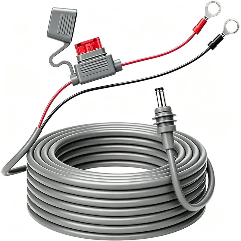 A20F-Direct Battery Power Cable 16.4FT For Starlink Mini, 18AWG DC Cable Featuring O Ring Connectors& Fuse Holder