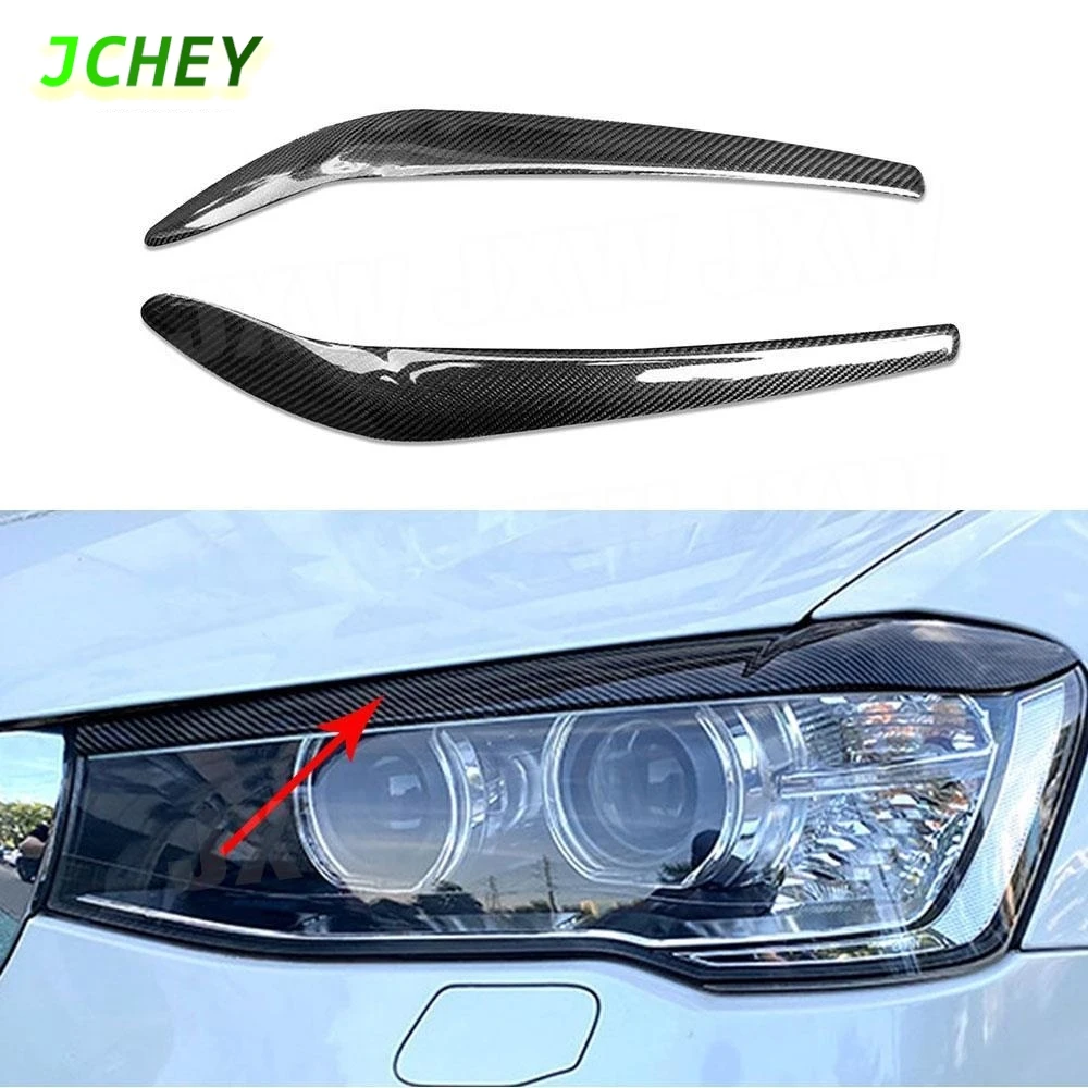 

JCHEY Carbon Fiber Front Bumper Head Eyelid Eyebrow Trims for BMW X3 X4 F25 F26 2014-2017 Front Foglamp Eyelid Eyebrow Car