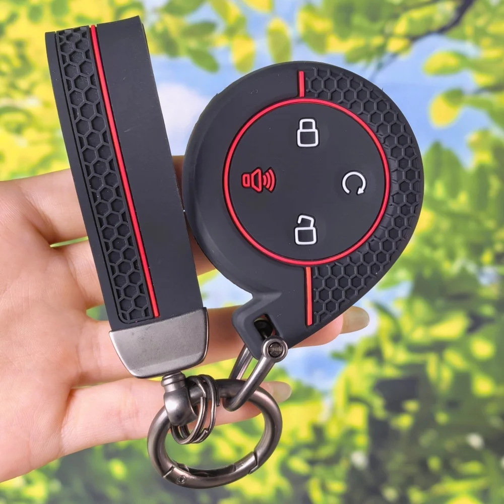 Non‑Slip Silicone Key Fob Sleeve With Keychain Chain For Great Wall POER Truck GWM P Series Pickup GWM Cannon Alpha