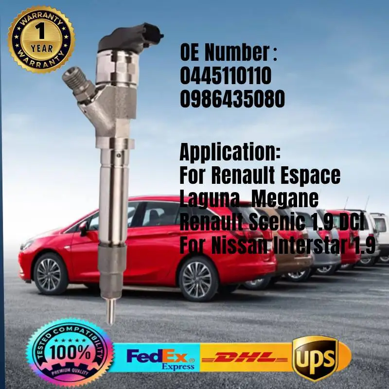 

0445110110 0986435080 Common Rail Fuel Injector for Renault Espace IV Laguna Megane II 1.9 DCI For Nissan Interstar 1.9 F9Q670