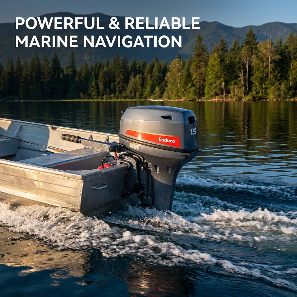 15HP  2 Stroke Outboard Motor Fueraborda Tiller Control Long Shaft Compact Aluminum Propeller Manual Start For Workboat