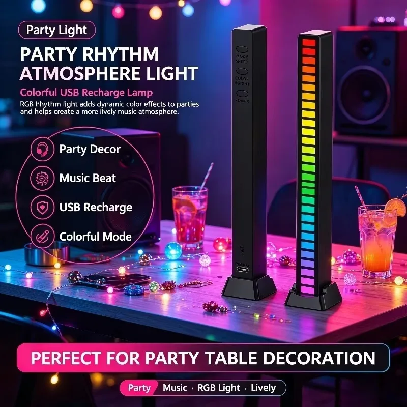 RGB Desk Lamp Music Sync Gaming Tower USB Atmosphere Night Ambient Home Lighting Children Baby Nursery Room Mood Ambience