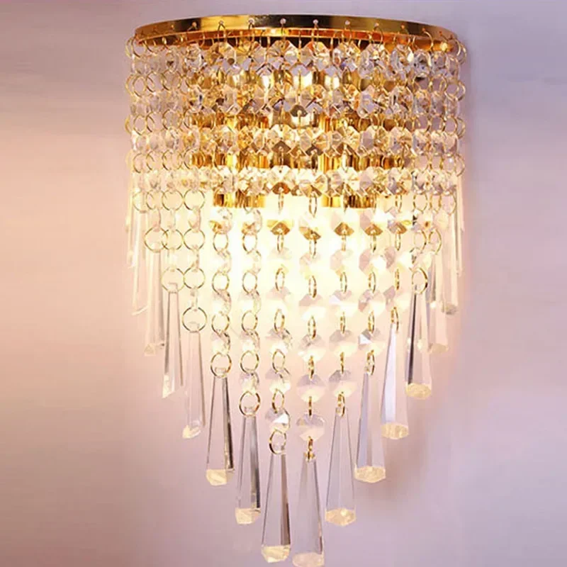 Modern Golden Crystal Wall stylish minimalist bedroom living room dining room with bed hallway lighting