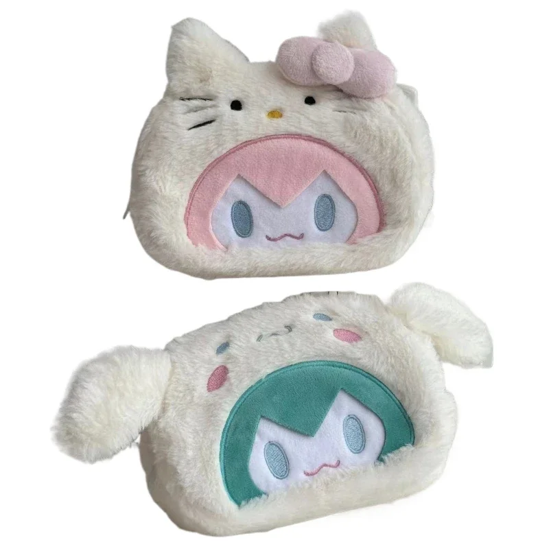 Korean Stationery Cute Pencil Case Japanese Cute Cartoon Plush Doll Storage Bag School Supplies Student Stationery Kawaii Bag image 6